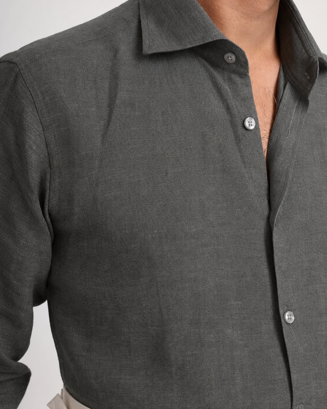 Charcoal Grey Linen  Shirt