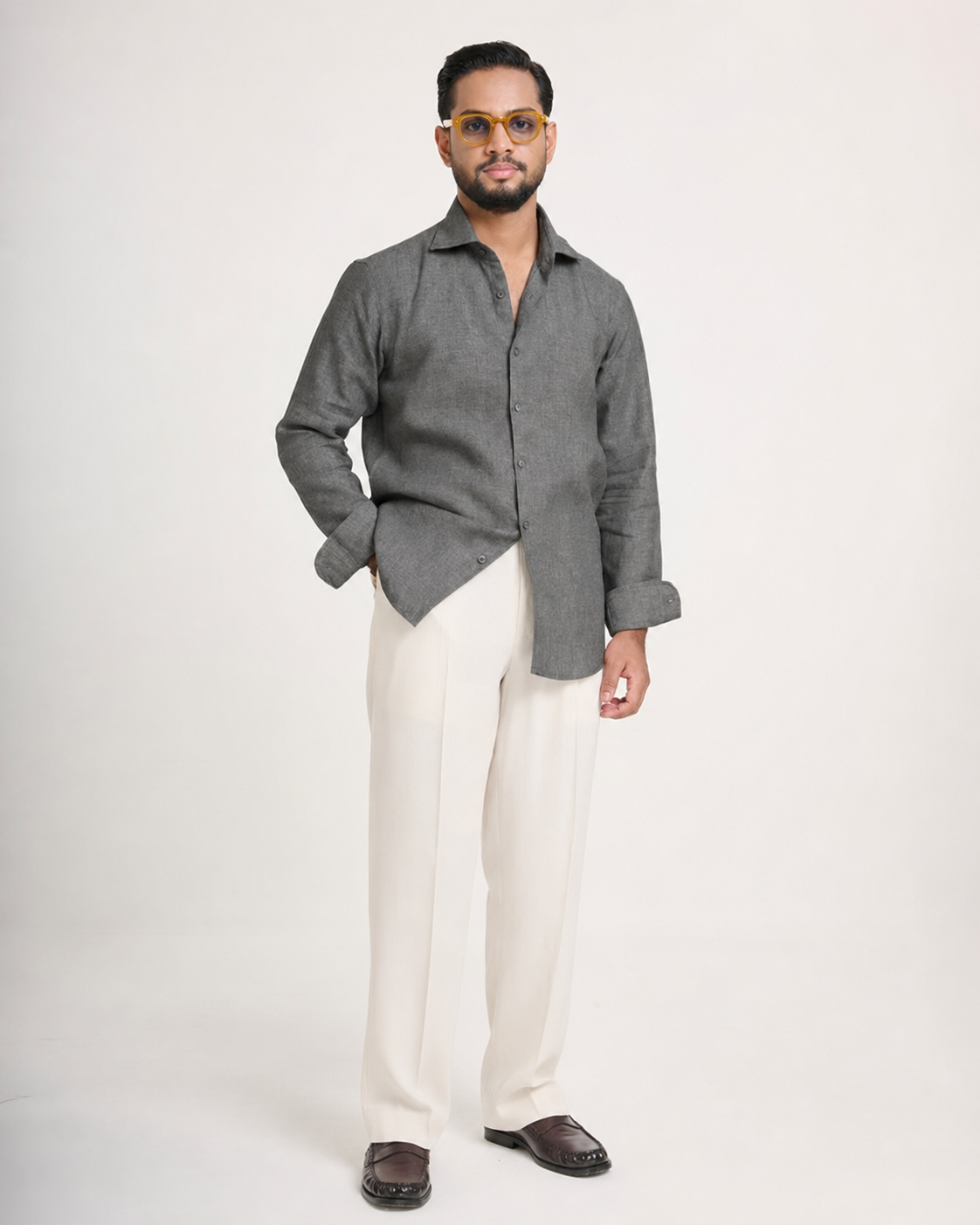 Charcoal Grey Linen  Shirt