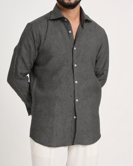 Charcoal Grey Linen  Shirt