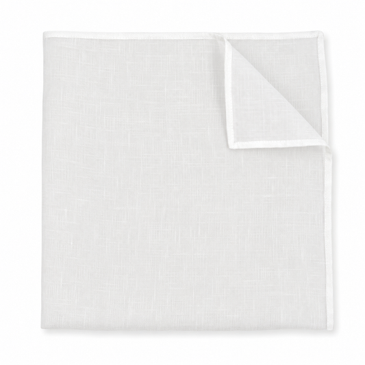 Classic White Linen Pocket Square
