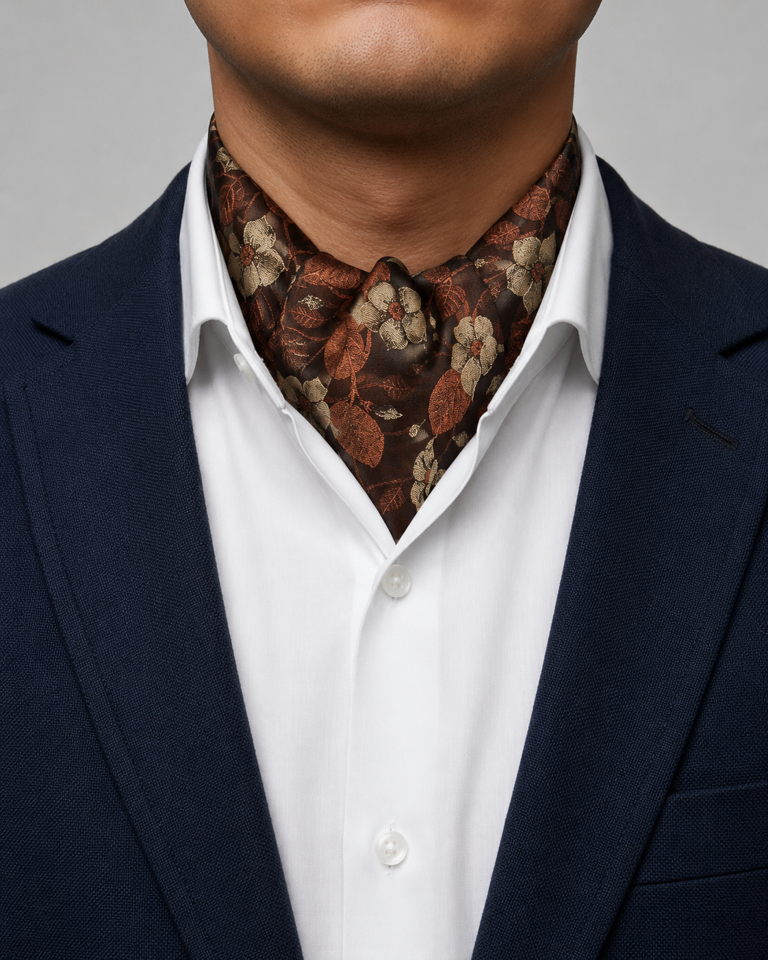 Brown Floral Ascot