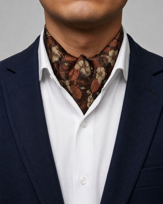 Brown Floral Ascot