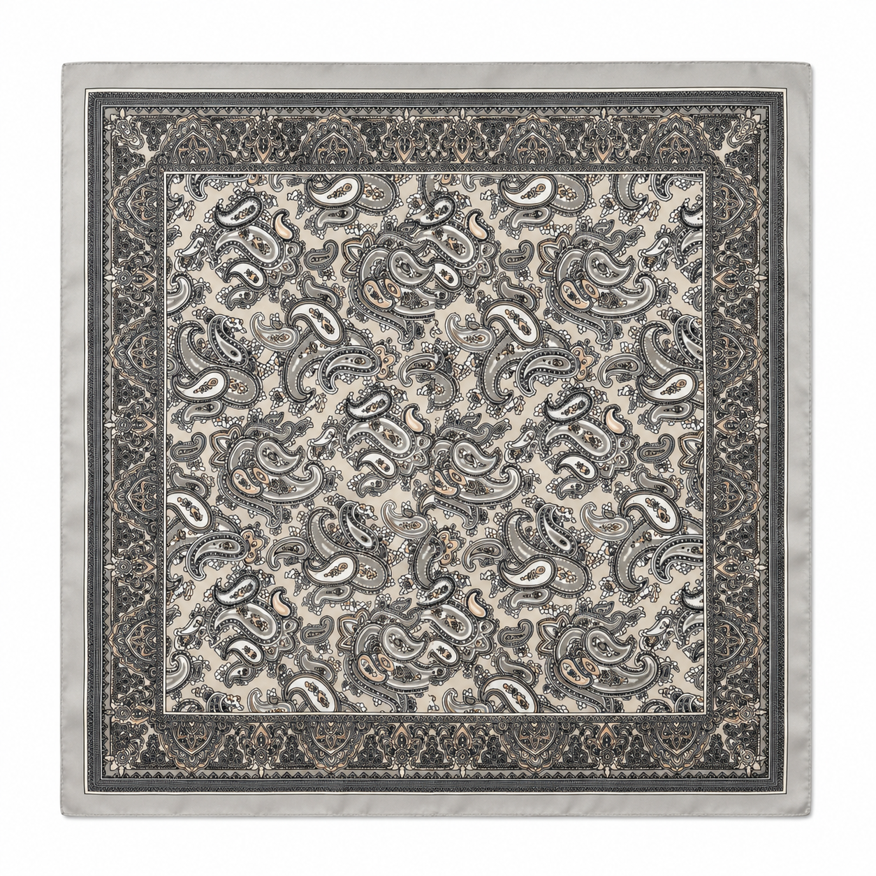 Silver Mist Paisley Pocket Square