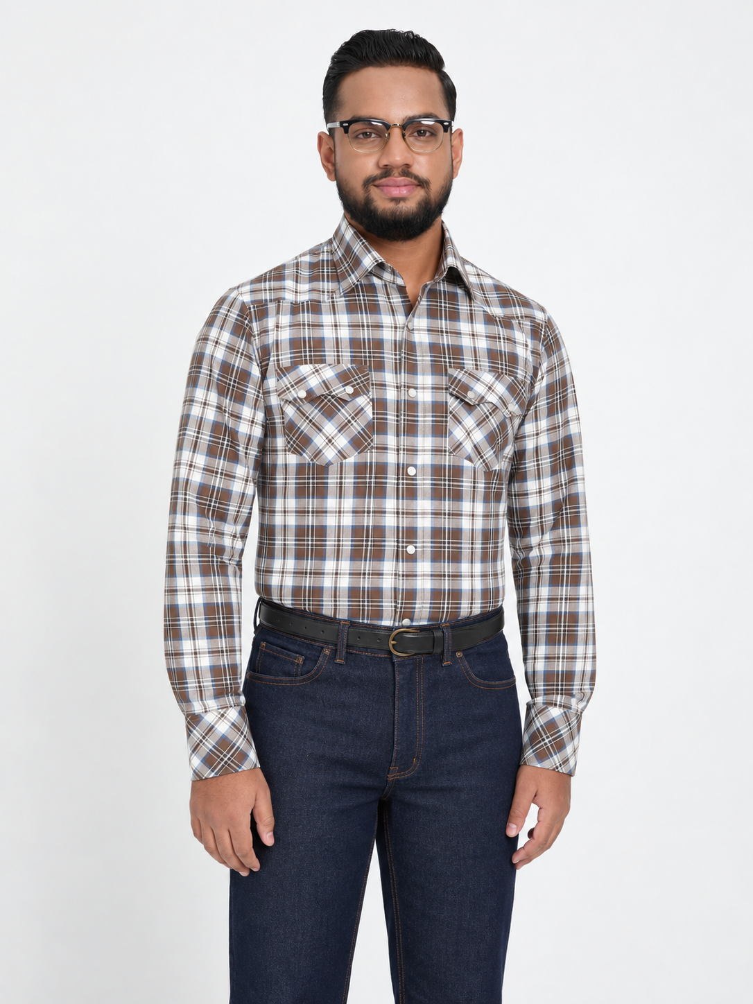 Brown & Blue Check Shirt