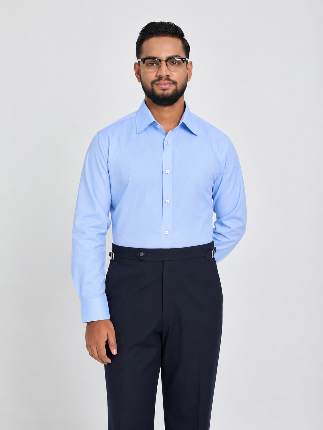 Sky Blue Textured Formal Shirt