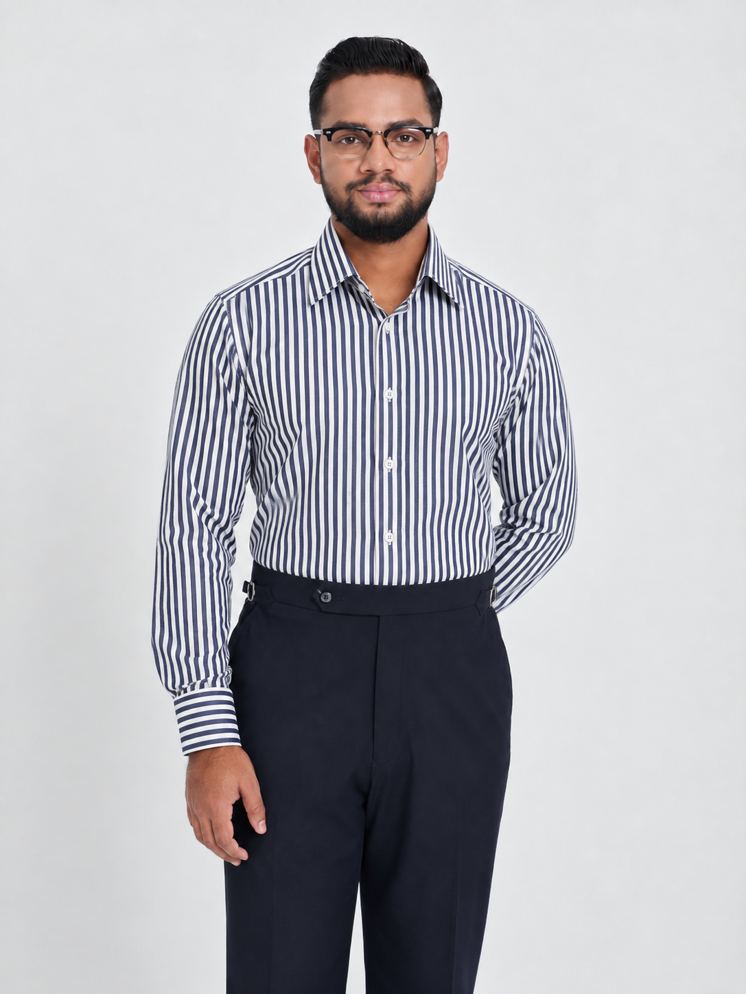 Navy Bengal Stripe Formal Shirt