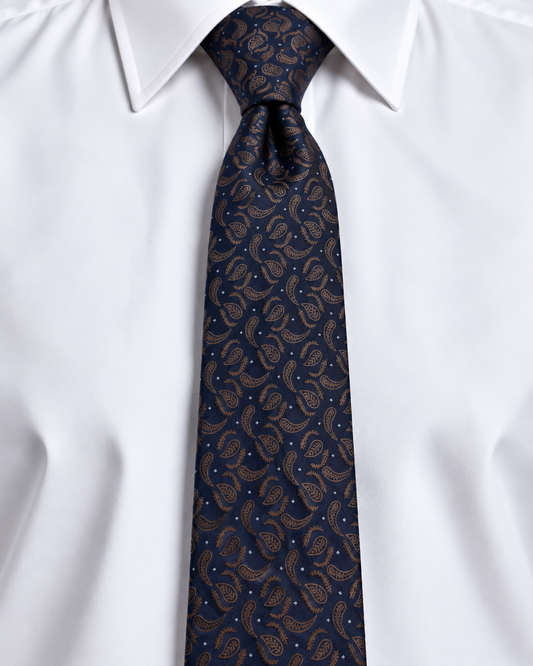 Navy Brown Paisley Tie