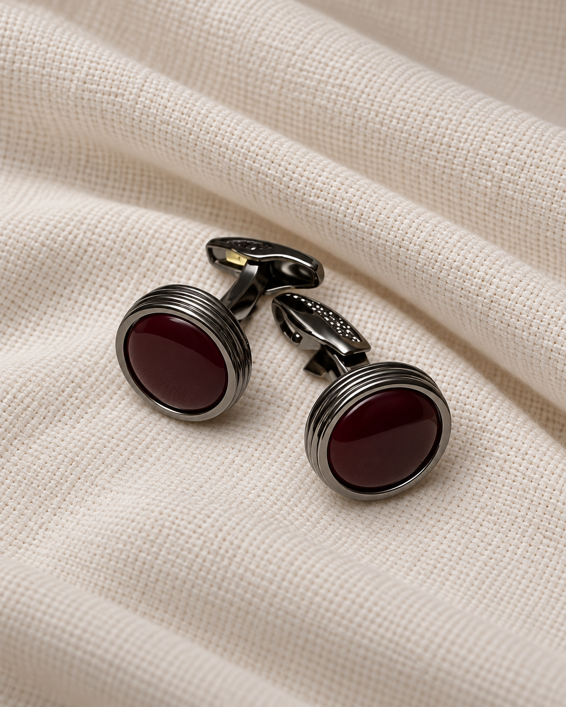 Burgundy Dome Cufflinks