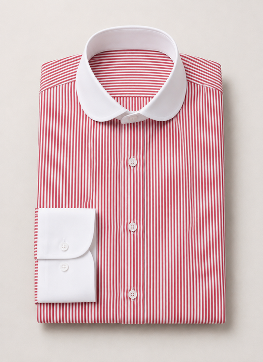 Crimson Stripe Club Collar Shirt