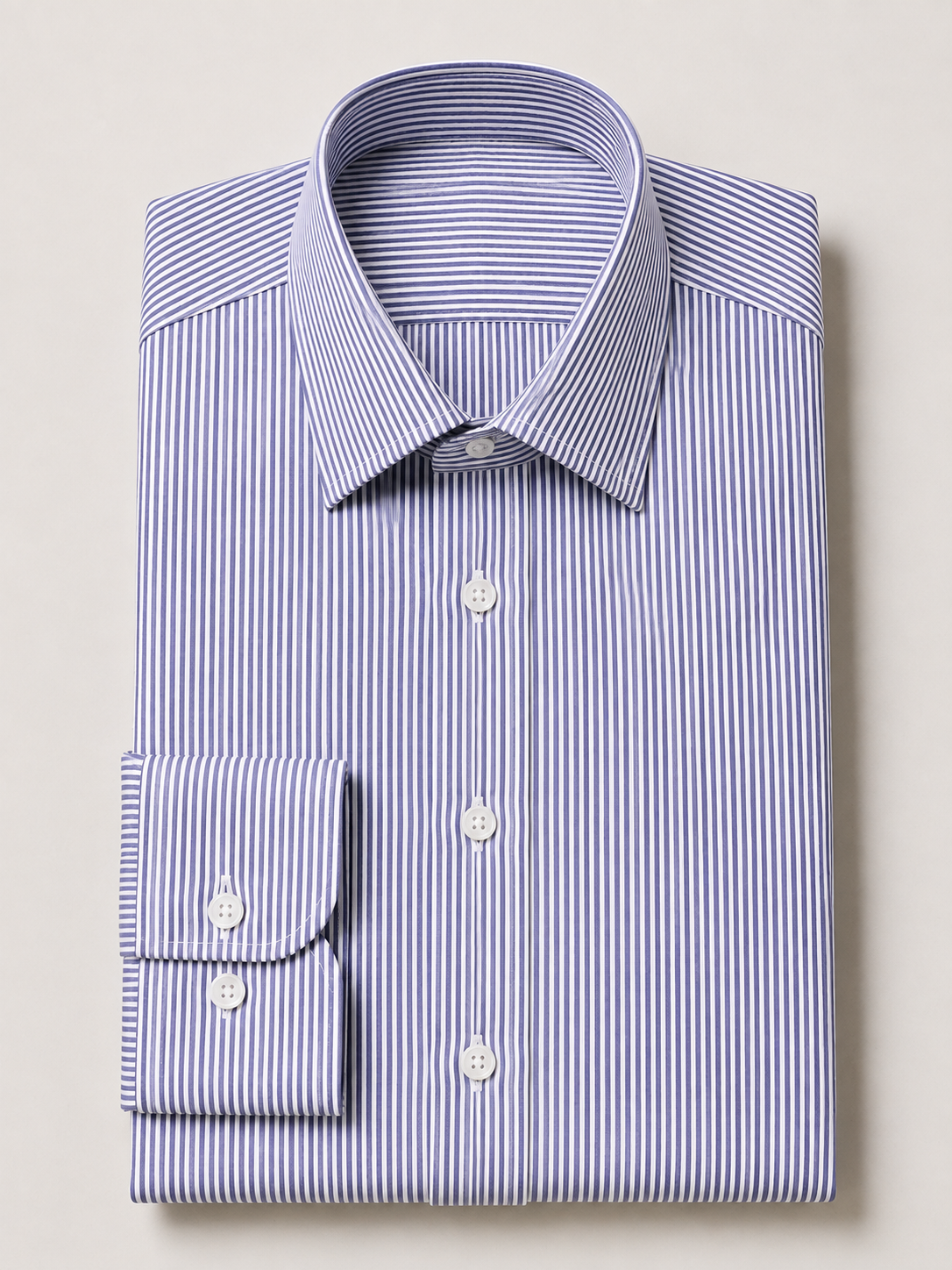 Navy Bengal Stripe Point Collar Shirt