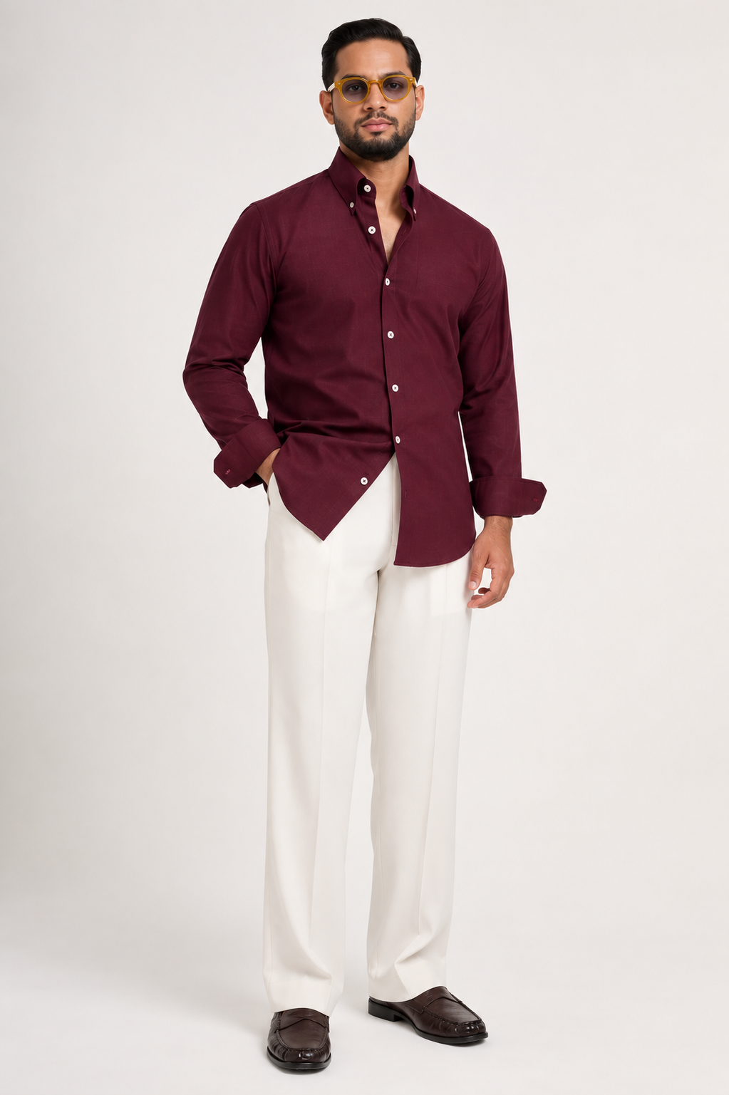 Burgundy Button Down Formal Shirt