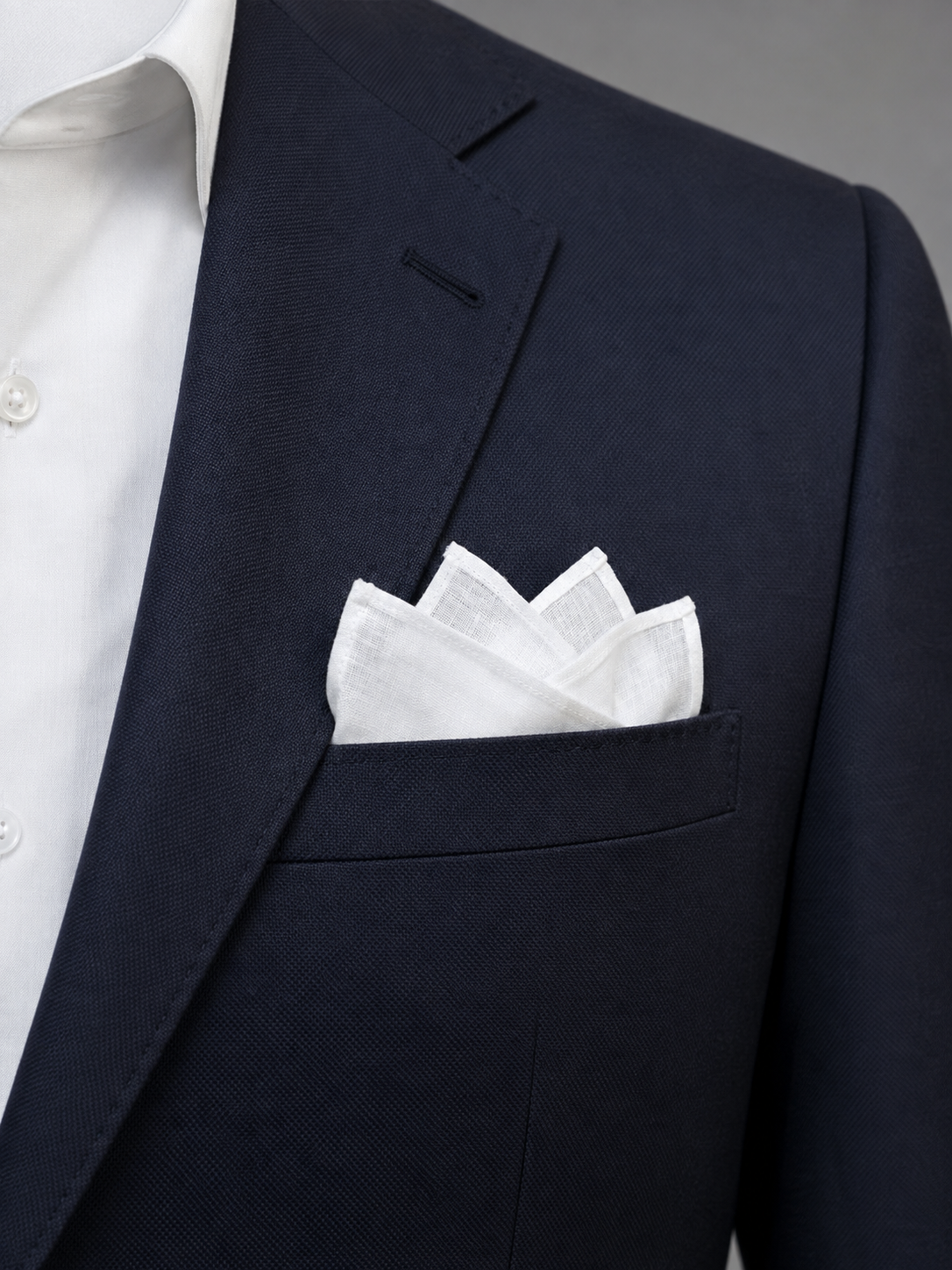 Classic White Linen Pocket Square
