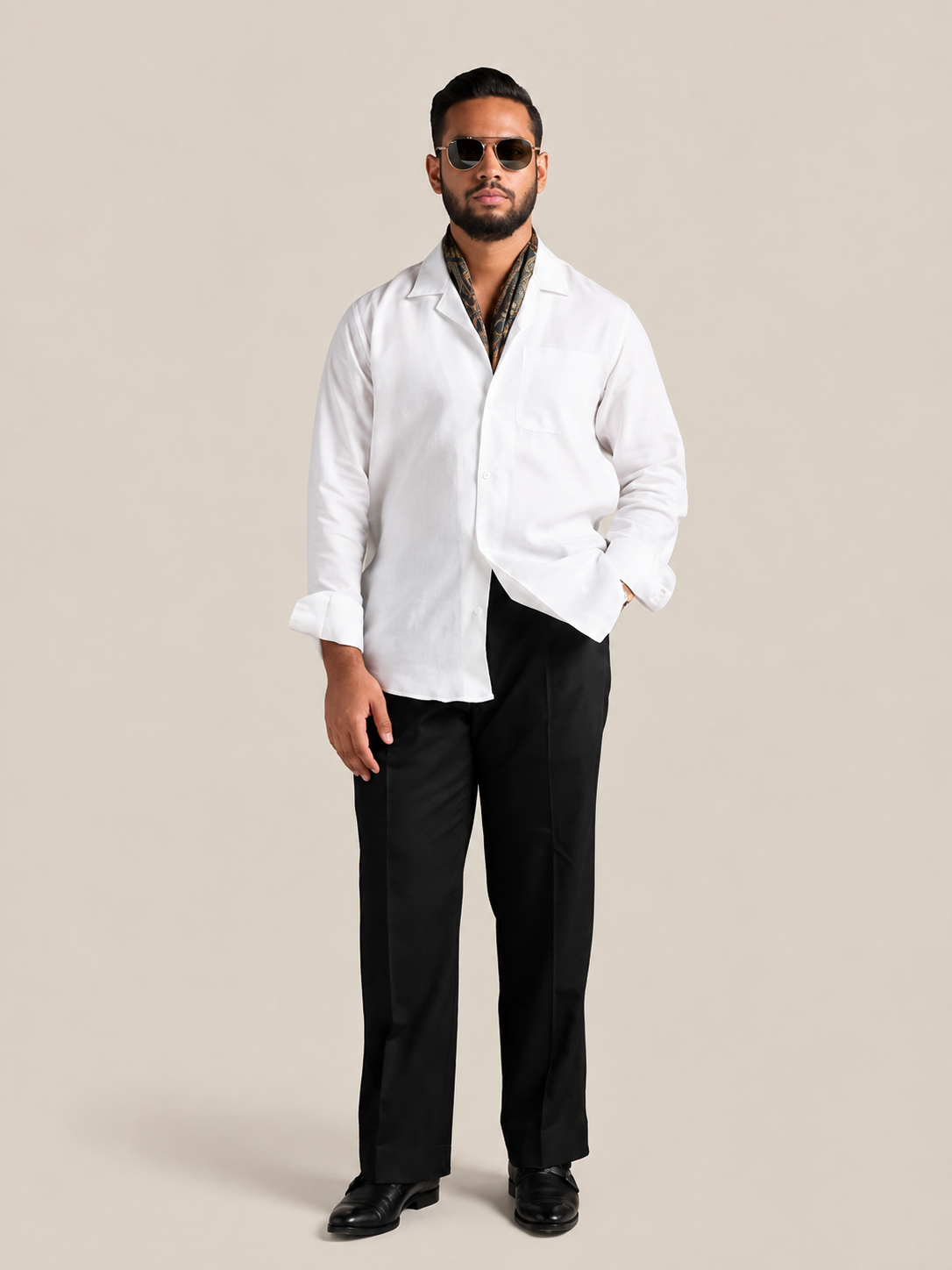 White full sleeve cuban shirt