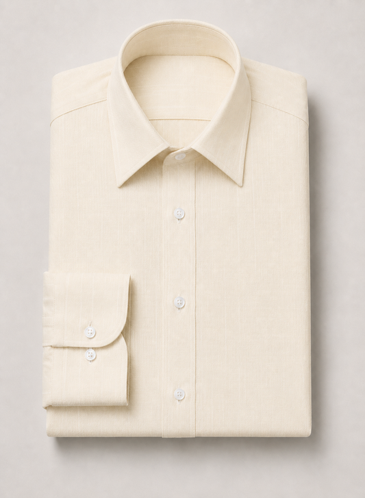 Cream Oxford Point Collar Shirt