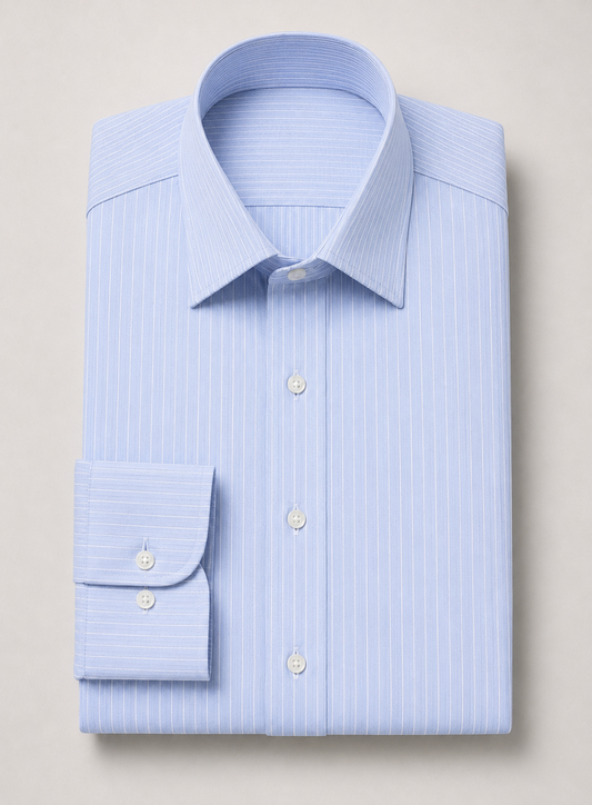 Light Blue Self-Stripe Point Collar Shirt