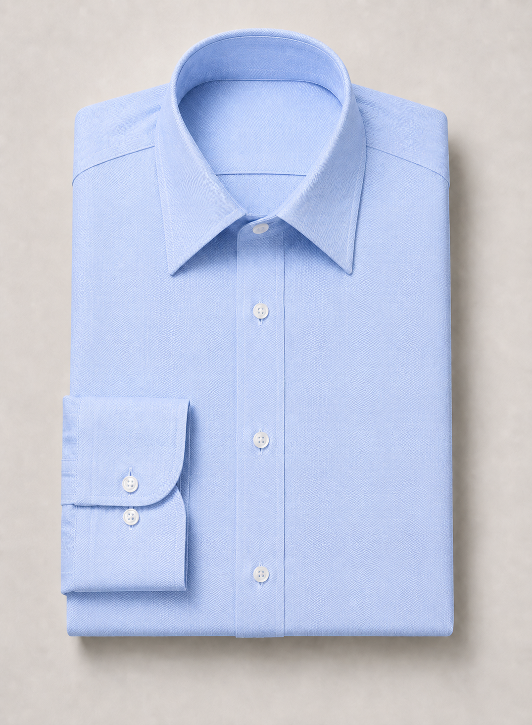 Sky Blue Herringbone Point Collar Shirt
