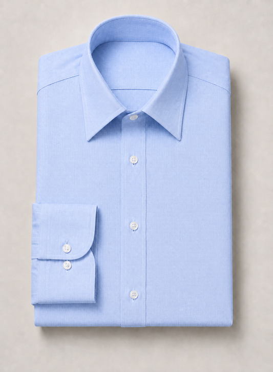 Sky Blue Herringbone Point Collar Shirt
