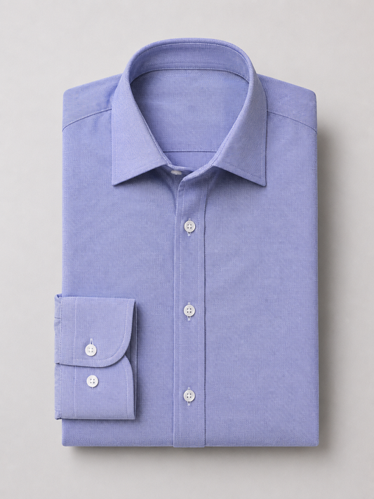 Azure Micro Texture  Spread Collar Shirt