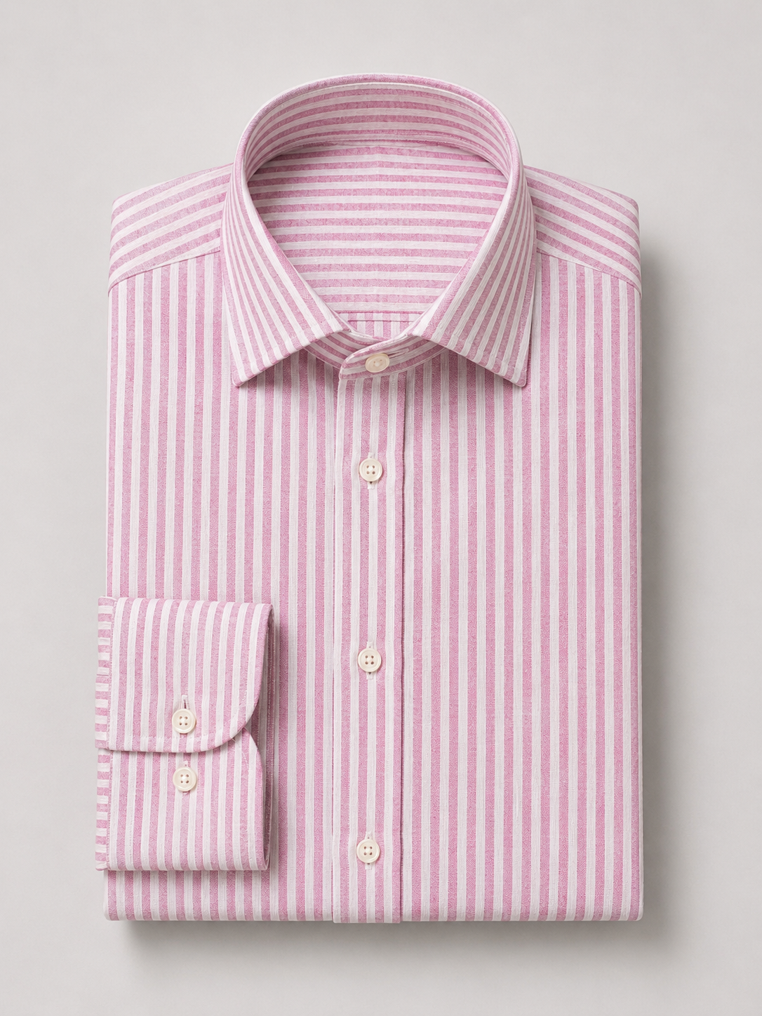 Pink & White Stripe Point Collar Shirt