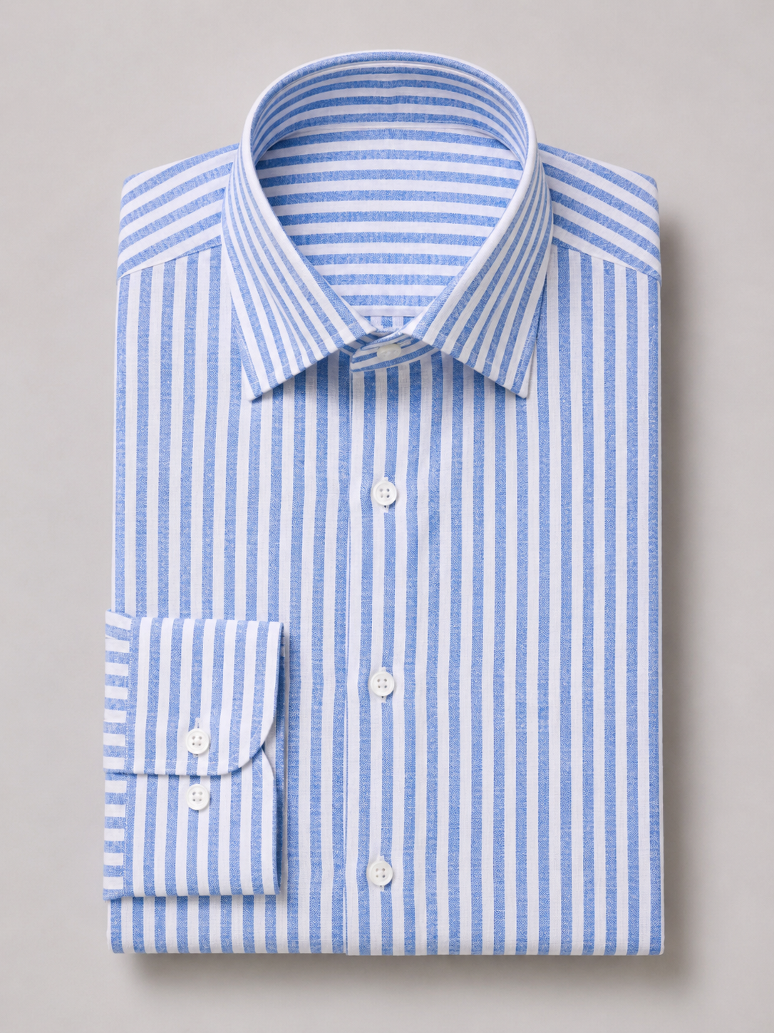 Blue & White Stripe Point Collar Shirt