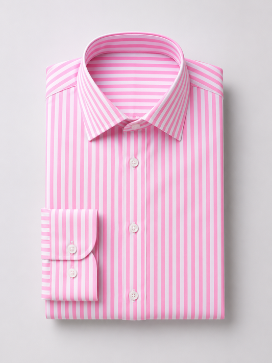 Pink Bengal Stripe Spread Collar Shirt