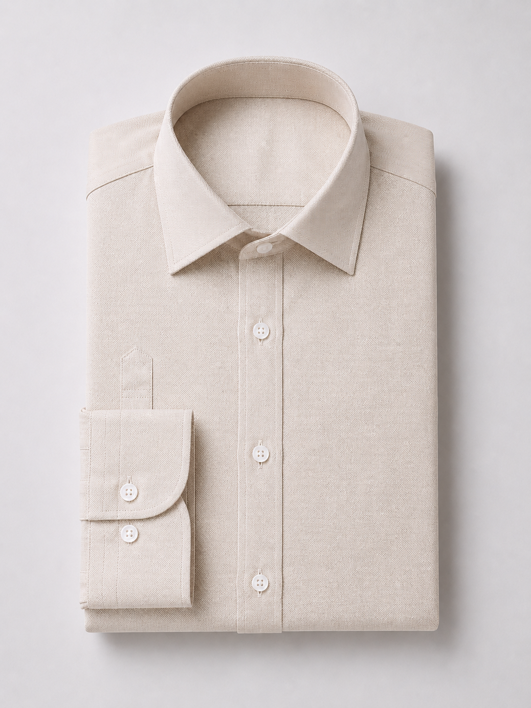 Sand Textured Spread Collar Shirt