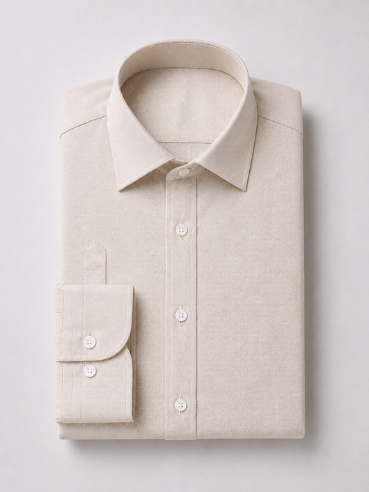 Sand Textured Spread Collar Shirt