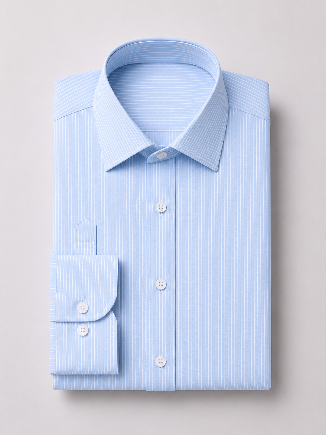 Sky Blue Pencil Stripe Spread Collar Shirt