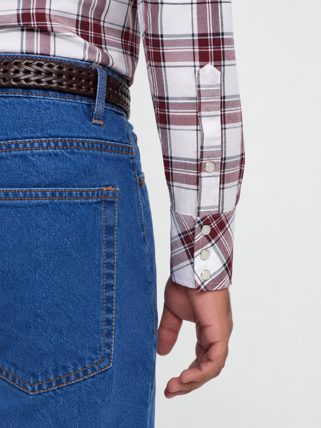 Burgundy & White Check Shirt