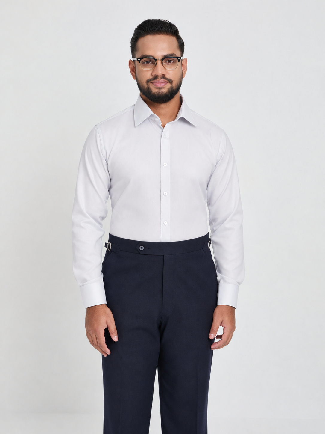 Silver Grey Textured  Formal Shirt