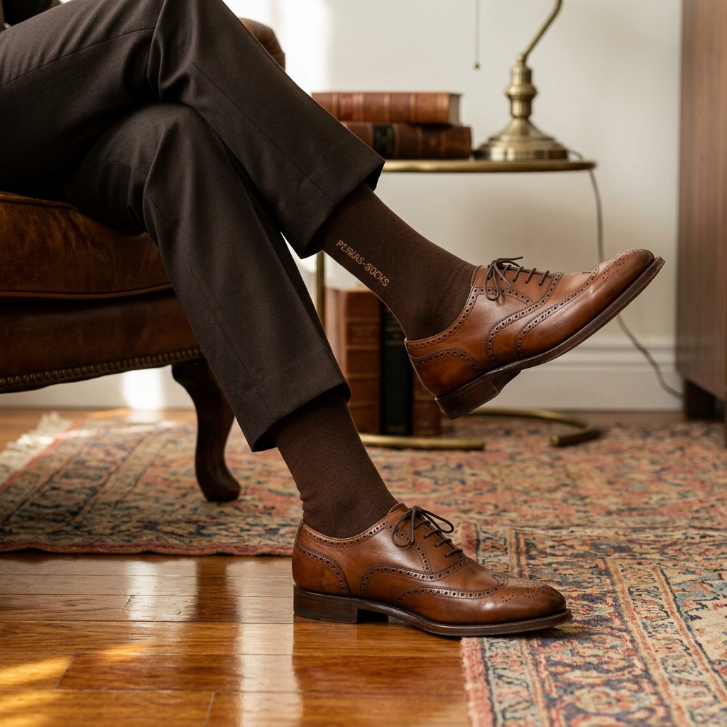 Chocolate Brown Minimal Motif Socks