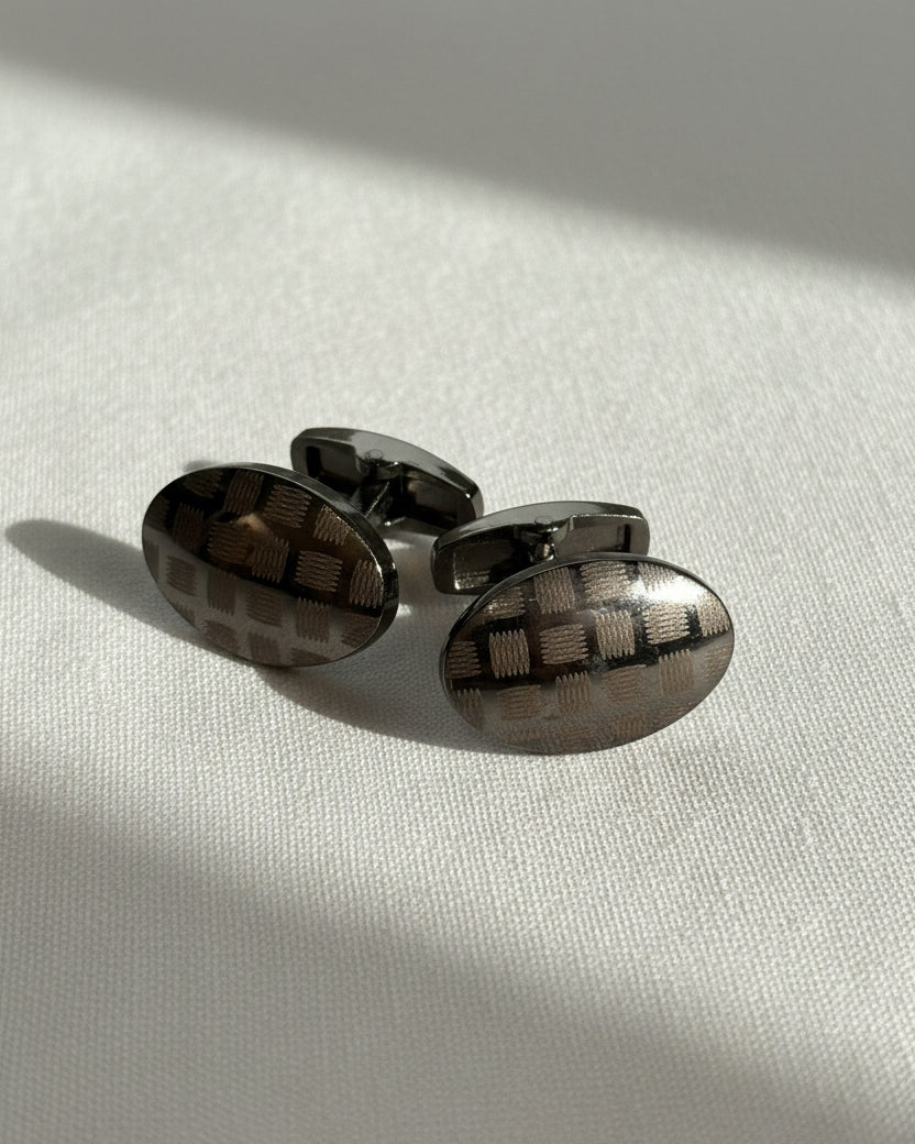 Gunmetal Textured Check Cufflinks