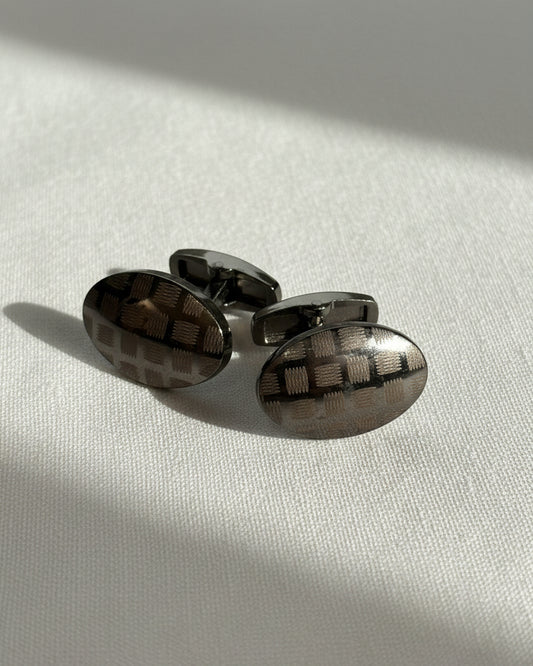 Gunmetal Textured Check Cufflinks