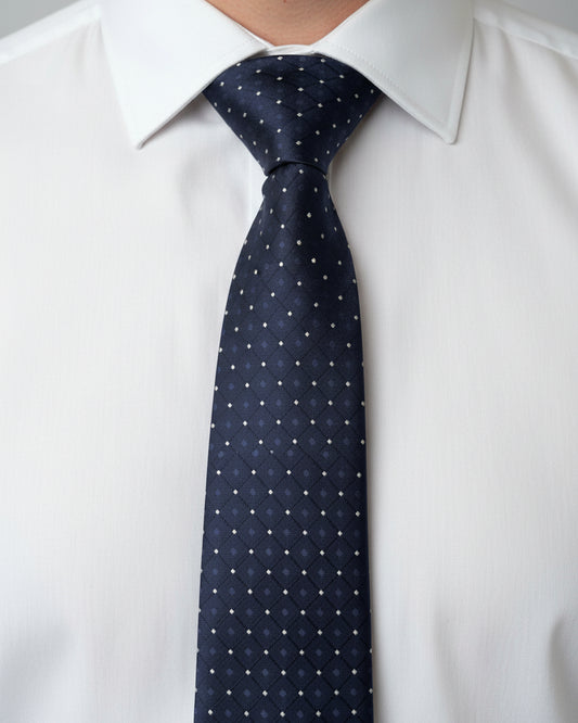Navy Diamond Micro-Dot Tie