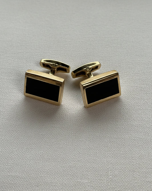 Gold Onyx Bar Cufflinks