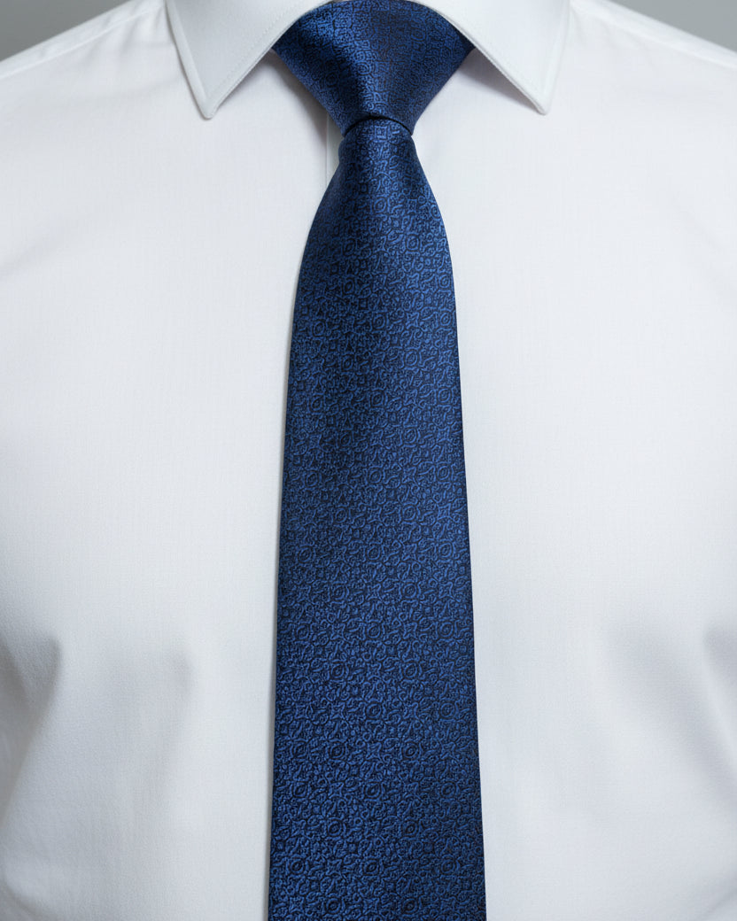 Midnight Blue Micro-Jacquard Silk Tie