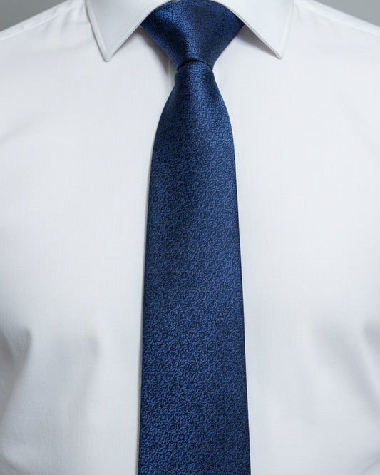 Midnight Blue Micro-Jacquard Silk Tie