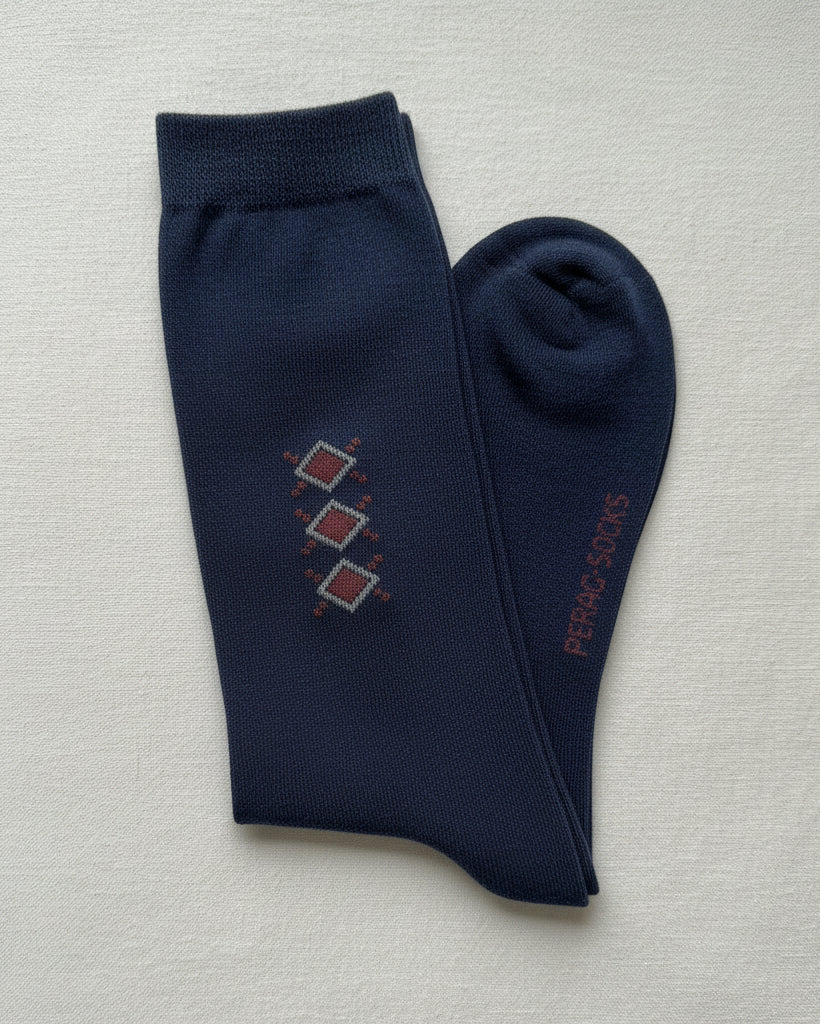 Navy Argyle Accent Dress Socks