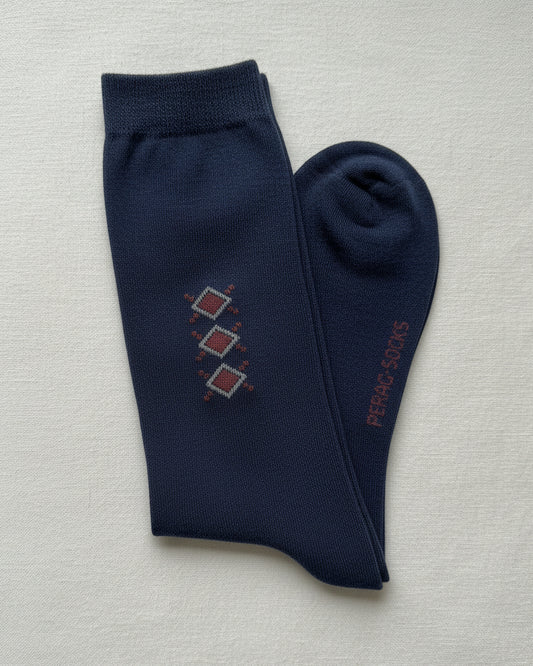 Navy Argyle Accent Dress Socks