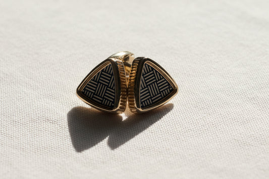 Woven Crest Cufflinks – Gold & Black
