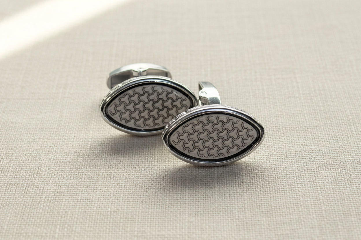 Slate Weave Cufflinks – Silver