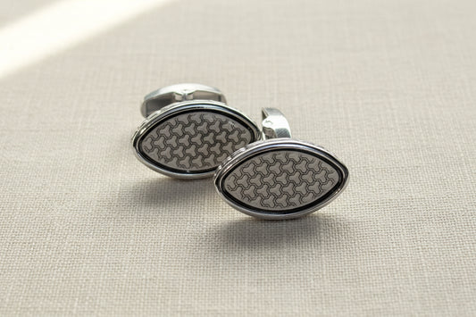 Slate Weave Cufflinks – Silver
