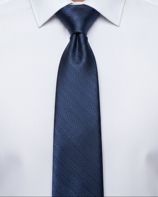 Navy Wave Silk Tie