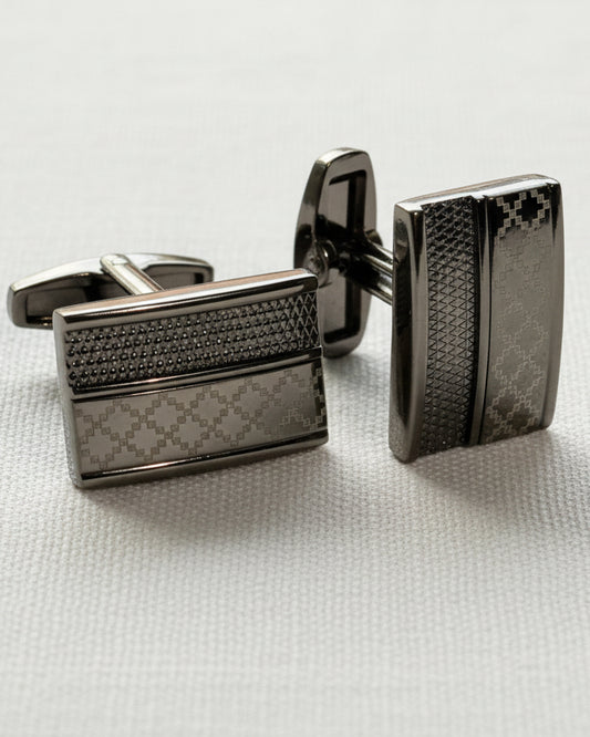 Graphite Dual Panel Cufflinks – Gunmetal