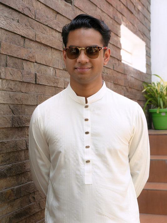 Premium White Striped Kurta