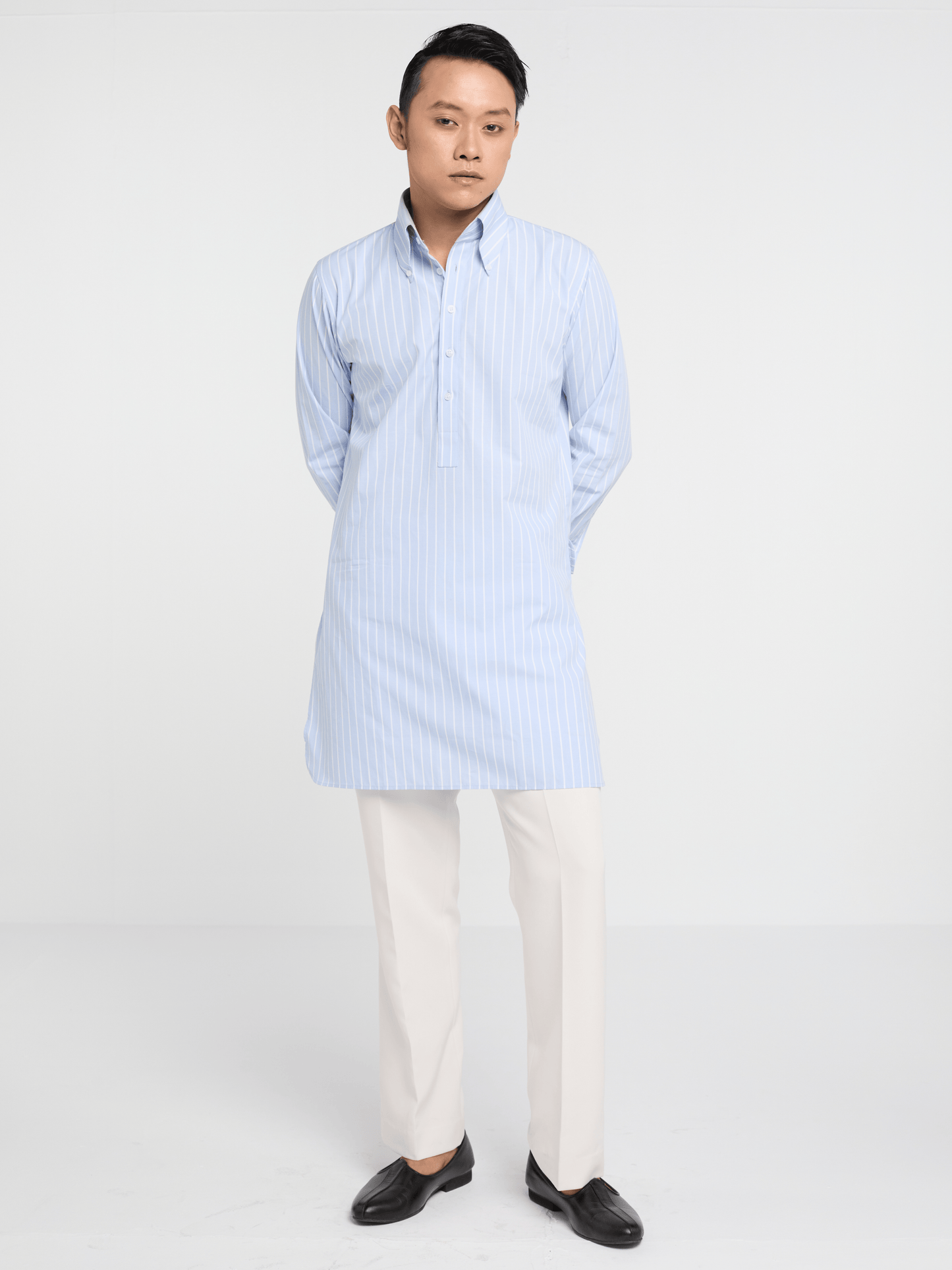 Sky Blue Pinstripe Button Down Kurta
