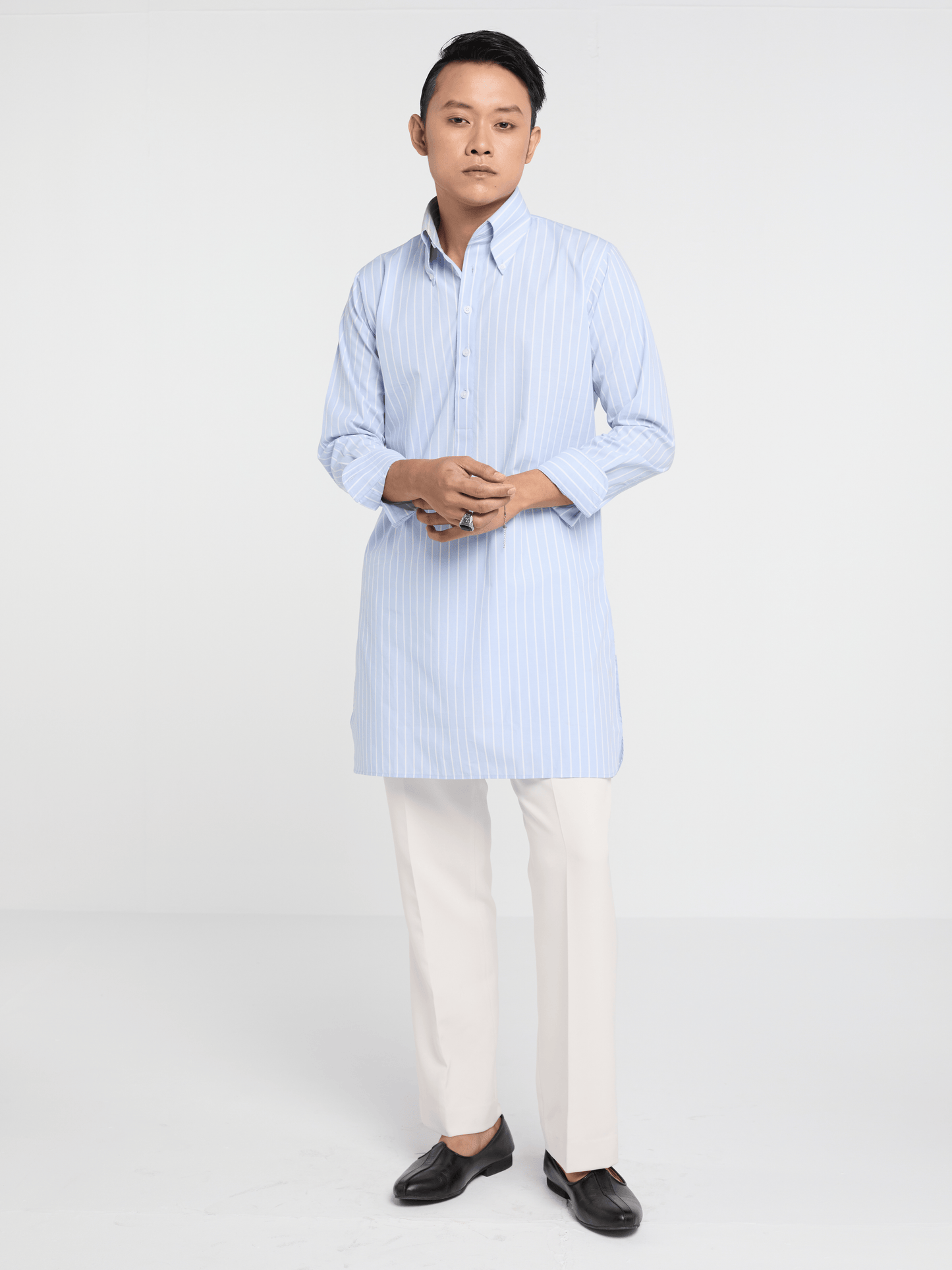 Sky Blue Pinstripe Button Down Kurta