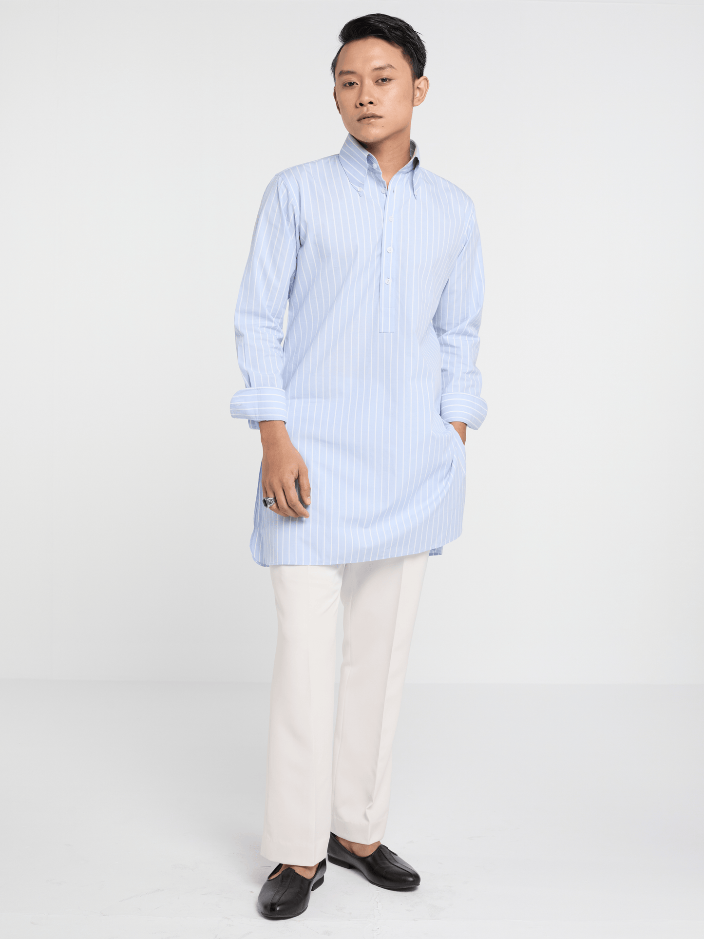 Sky Blue Pinstripe Button Down Kurta