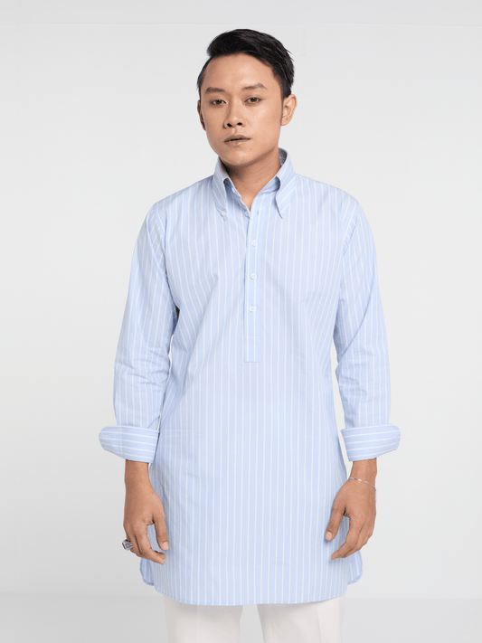 Sky Blue Pinstripe Button Down Kurta
