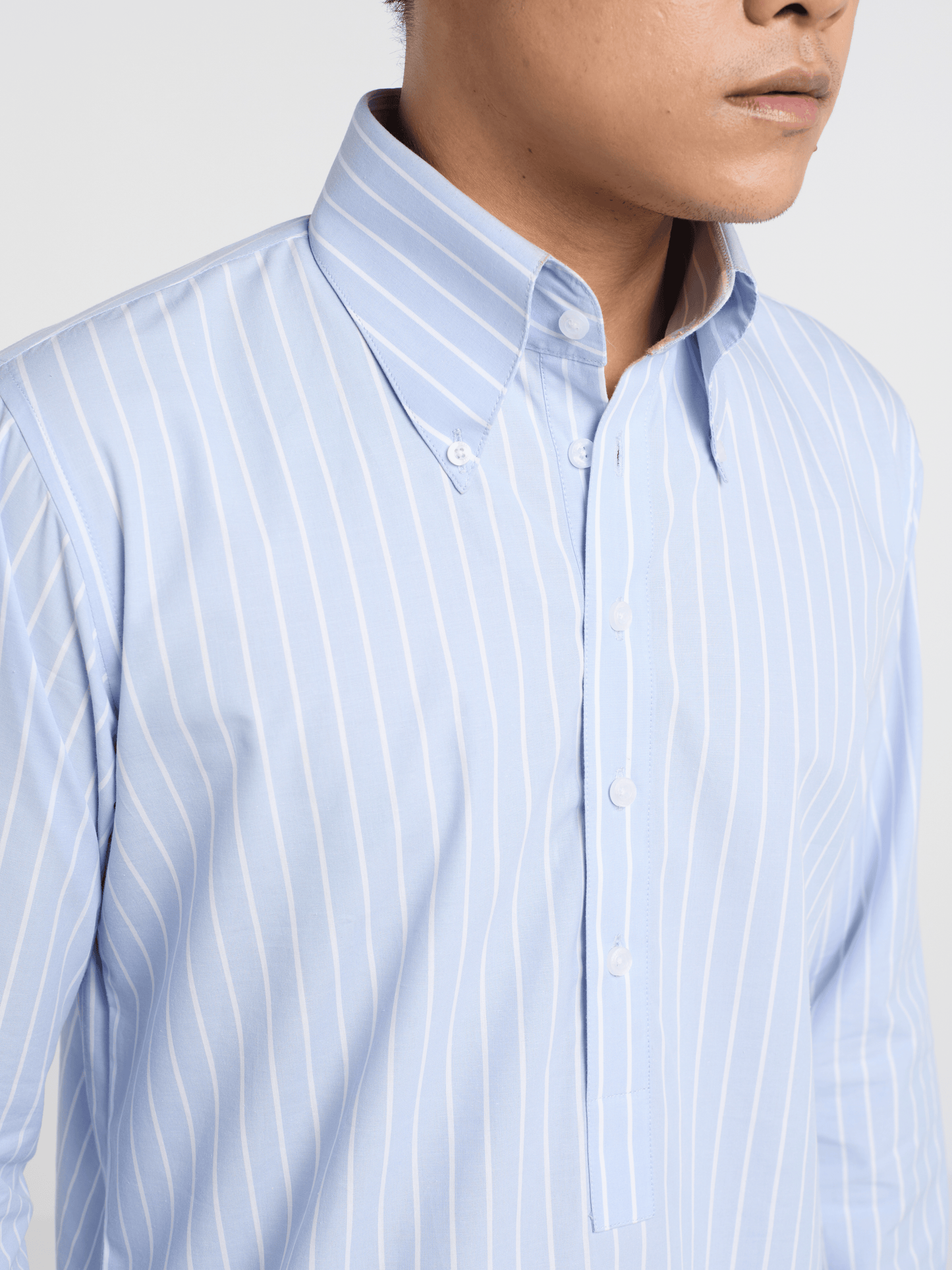 Sky Blue Pinstripe Button Down Kurta
